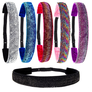 UNIQ Sparkly Glitter NonSlip Kids Headbands Hair Accessories for Kids Girls Teen Cute Elastic Headbands for Women